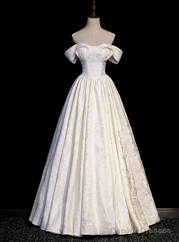 Ivory White Off the Shoulder Prom Dress Main image