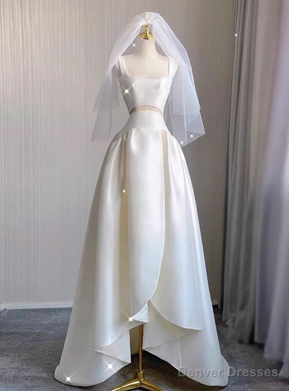 Ivory White Satin  Wedding Dress Main image
