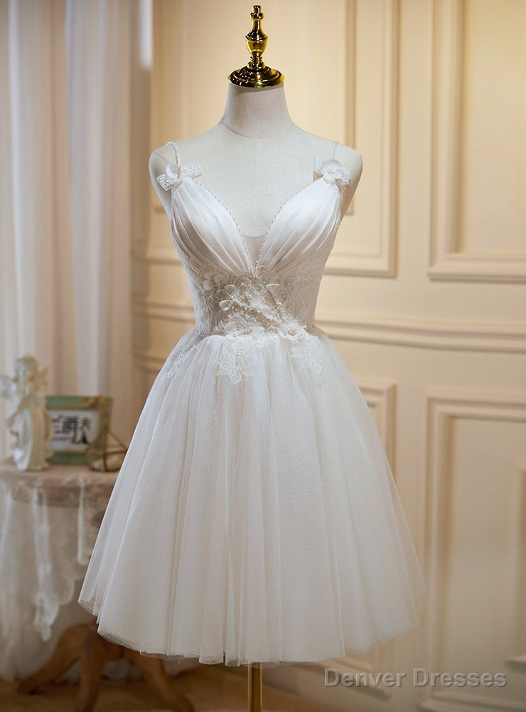 Ivory White Tulle Lace Homecoming Dress Main image