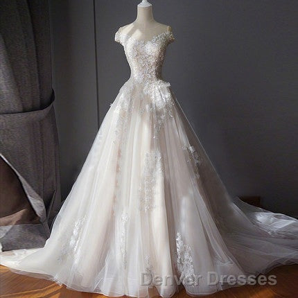 Ball Gown Off Shoulder Sleeveless Sweetheart Appliques Beading Tulle Wedding Dress Secondary image