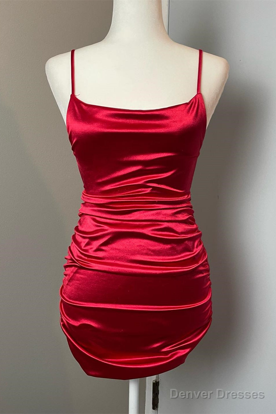Red Satin Sheath Straps Homecoming Dress Main image