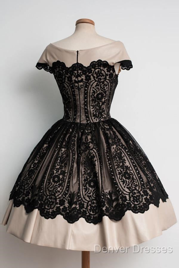 Knee-Length Cap Sleeves Homecoming Dress With Black Lace Secondary image