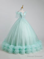 Beautiful Tulle Sequins Long Ball Gown, A-Line Tulle Sweet 16 Dress