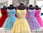 Lace Applique A-line Homecoming Dress Short Prom Dress,Semi Formal Dress