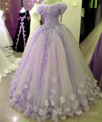 Lace Appliques Ball Gown Quinceanera Dress Tulle Flowers