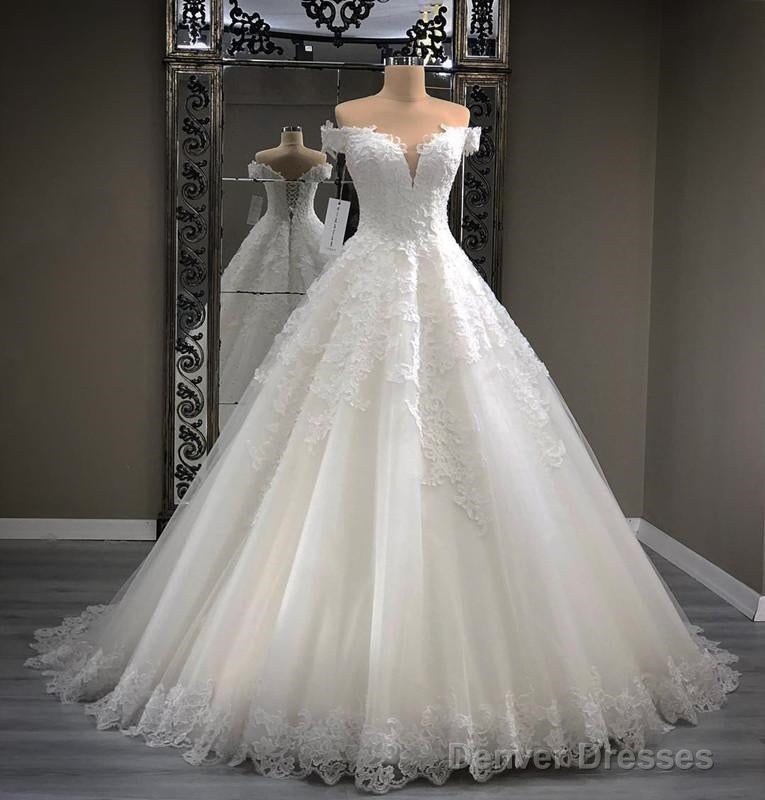 Lace Appliques Sweetheart Tulle Ball Gowns Wedding Dresses Off The Shoulder Secondary image