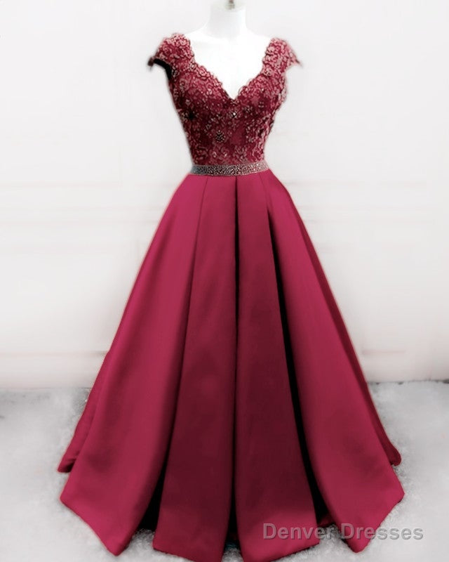 Lace Beaded Cap Sleeves Ball Gown Satin Dresses Beaded Sashes Secondary image