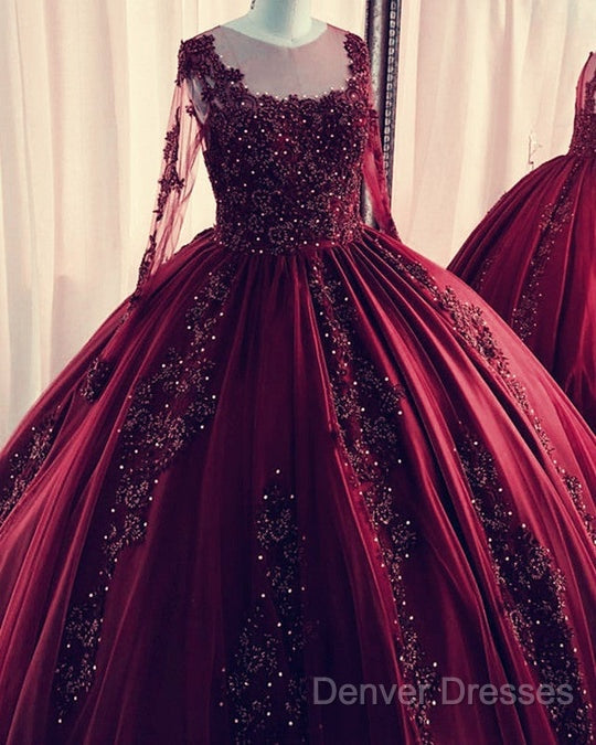 Lace Beaded Green Ball Gown Quinceanera Dress Long Sleeves Graduation Dress Secondary image