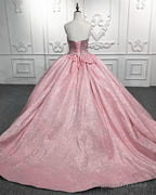 Lace Beaded Sweetheart Ball Gown Sparkly Dress