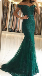 Lace Beaded Tulle Maxi Evening Dress Off The Shoulder Mermaid Formal Party Dress