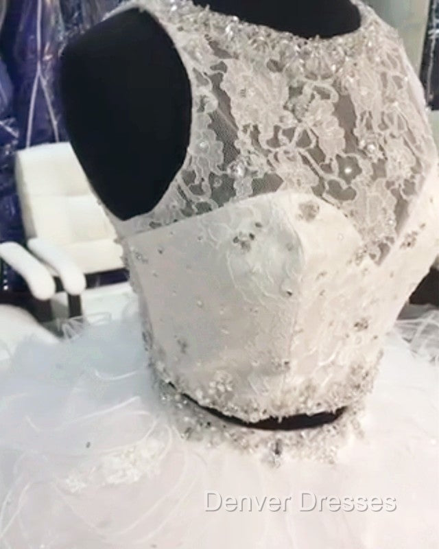 Lace Crop Top Organza Ruffle Ball Gowns Quinceanera Dress Two Piece Secondary image