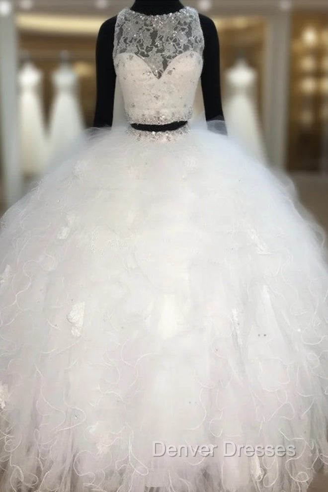 Lace Crop Top Organza Ruffle Ball Gowns Quinceanera Dress Two Piece Main image