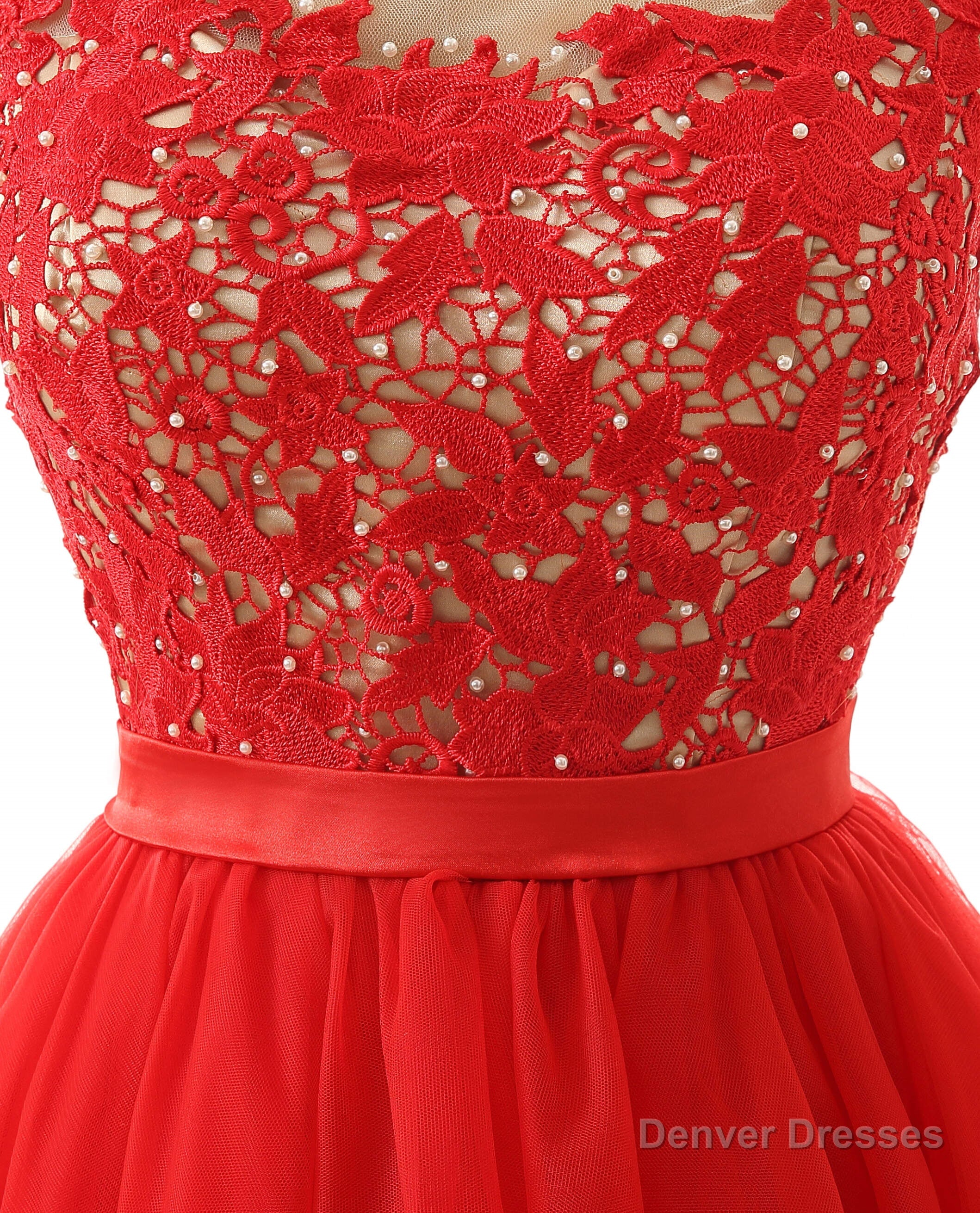 Lace Cute Red Short Homecoming Dresses