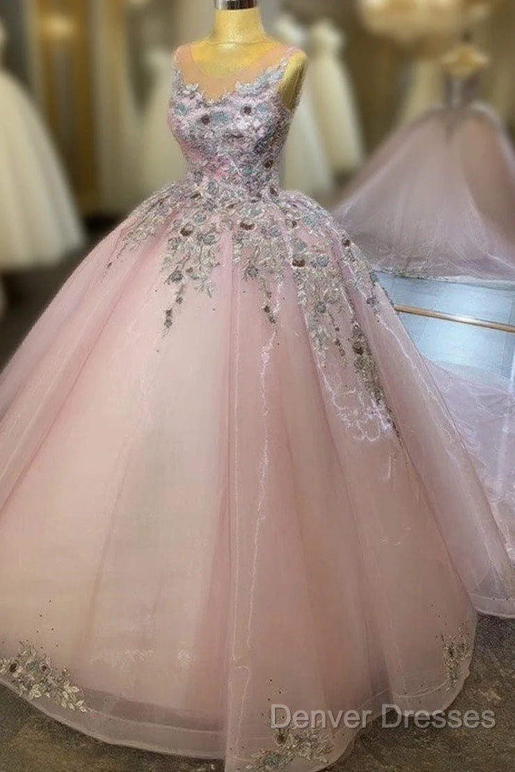 Lace Embroidery Quinceanera Dress Ball Gown Sheer Neck Main image
