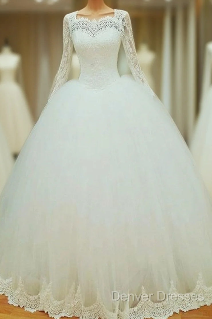 Lace Long Sleeves Wedding Dress Ball Gowns