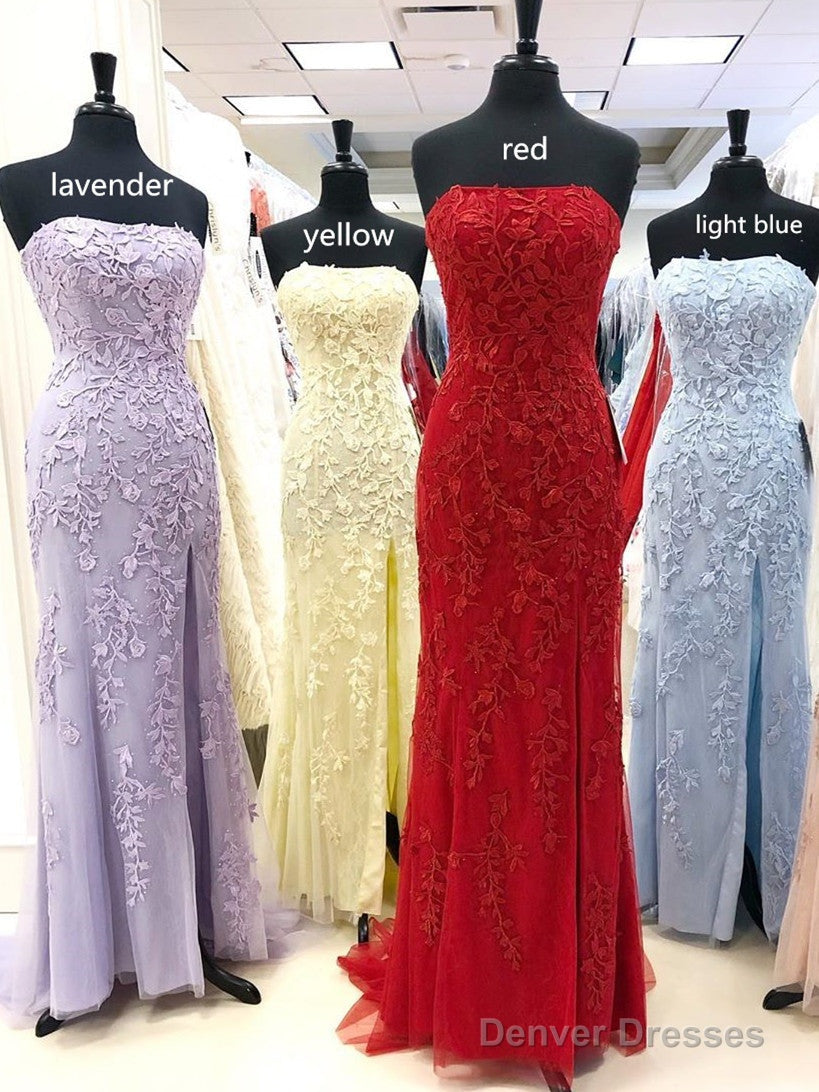 Lace Prom Dress Long With Slit, Evening Dress, Formal Dress, Dance Dresses Secondary image