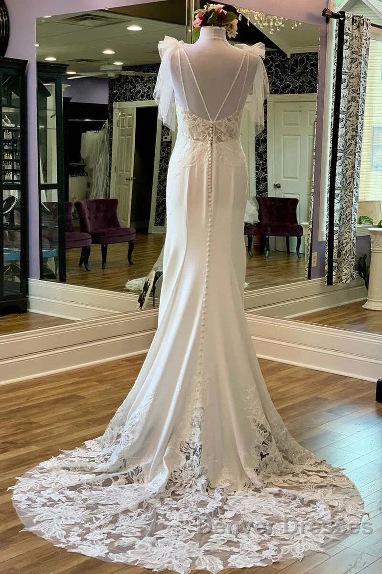 Lace Scoop Neck Backless Mermaid Long Wedding Gown Secondary image