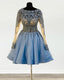 Lace Sleeves Satin Homecoming Dresses Short