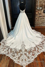 Lace Sweetheart Backless A-Line Wedding Dress