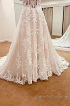 Lace Sweetheart Straps A-Line Long Bridal Gown
