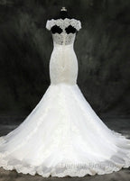 Lace Trumpet/Mermaid Sweep Train Off-The-Shoulder Wedding Dress