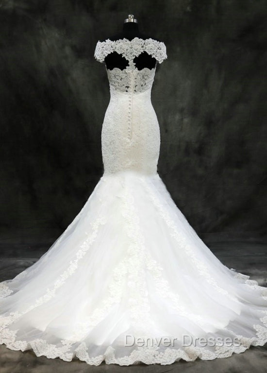Lace Trumpet/Mermaid Sweep Train Off-The-Shoulder Wedding Dress