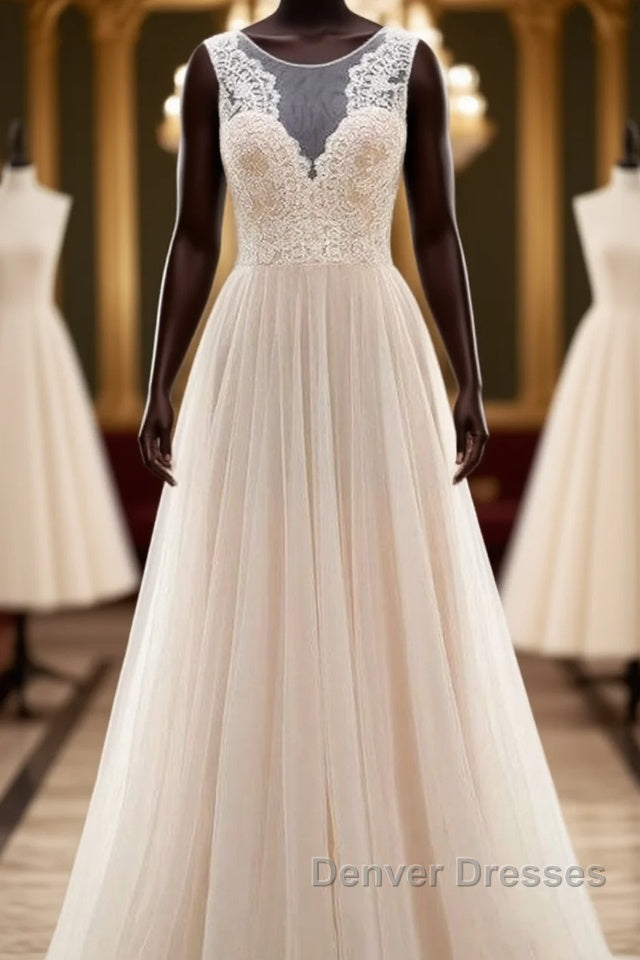 Lace Tulle A-line Floor Length Wedding Dress Main image
