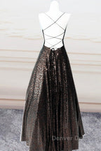 Lace Up Back Prom Dress Sequins Ball Gown