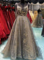 Lace V Neck A-line Long Customize Floor Length Formal Dress, Prom Dress Party Dress