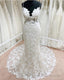 Lace V Neck Mermaid Wedding Dress Open Back