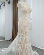 Lace V Neck Mermaid Wedding Dress