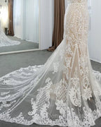 Lace V Neck Mermaid Wedding Dress