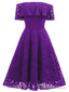 Lace Womens Off-The-Shoulder Sleeveless Lace homecoming Dress
