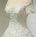 Large Tail Diamond Wedding Short Sleeved Lace High-End Wedding Band