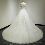 Large Tail Diamond Wedding Short Sleeved Lace High-End Wedding Band