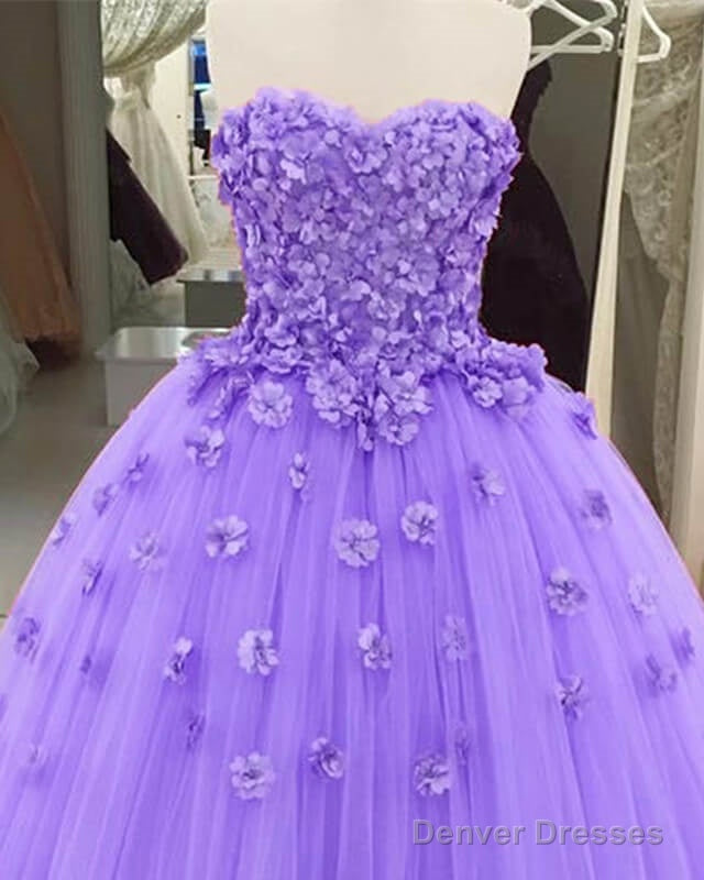 Lavender 3D Flowers Sweetheart Ball Gown Dresses Secondary image