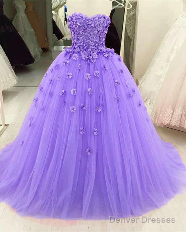 Lavender 3D Flowers Sweetheart Ball Gown Dresses Main image