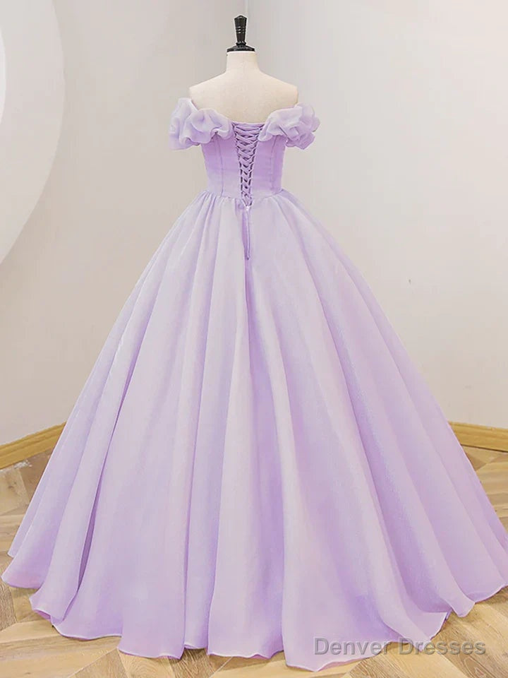Lavender A-Line Off Shoulder Long Prom Dresses Purple Dress Secondary image