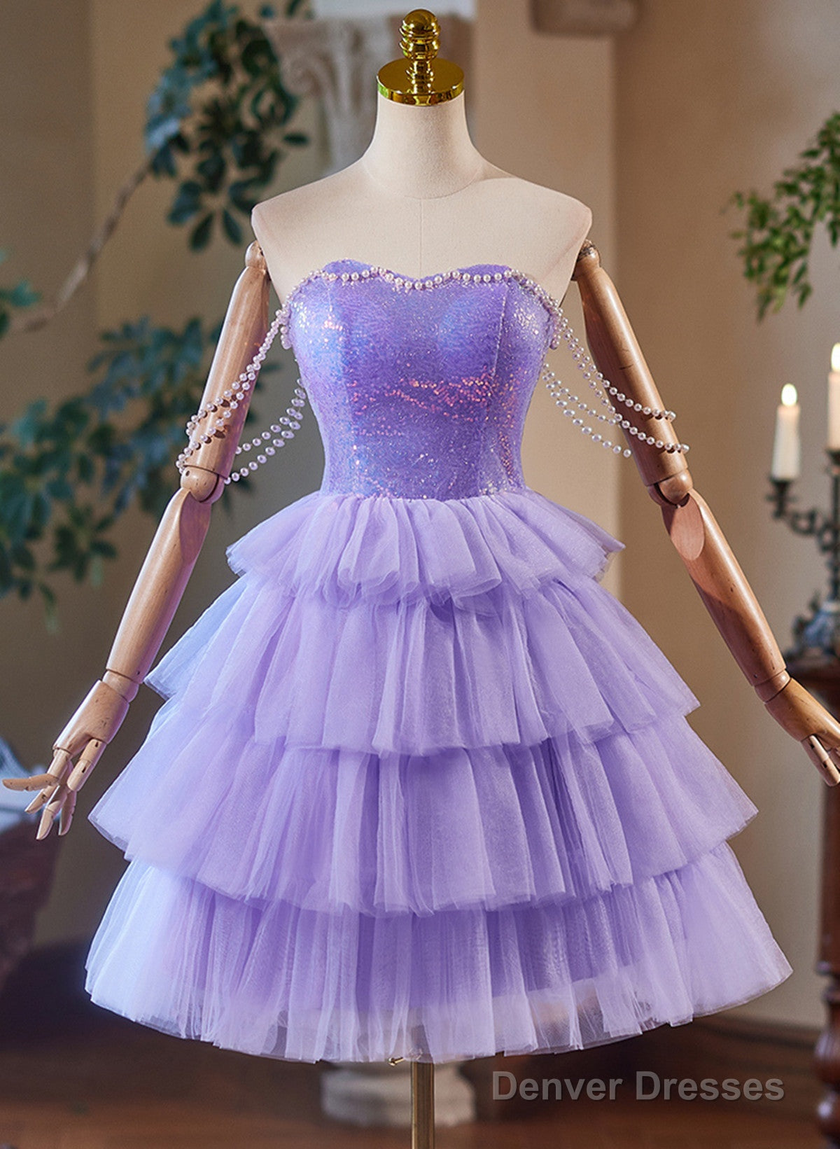 Lavender Cute Sweetheart Homecoming Dress, Lavender Short Prom Dress Main image