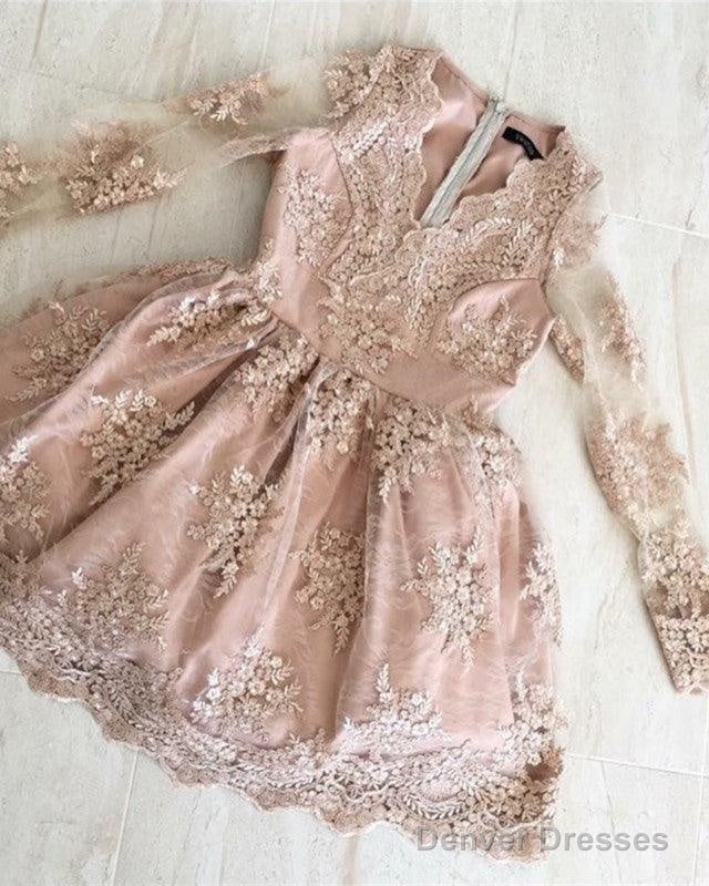 Lavender Long Sleeve Lace Homecoming Dress Secondary image