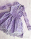 Lavender Long Sleeve Lace Homecoming Dress