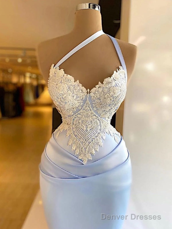 Lavender Long Sleeveless Sexy Lace Mermaid Prom Dress,