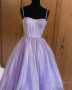 Lavender Midi Sparkly Ball Gown
