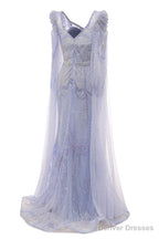 Lavender Prom Dresses Mermaid Heavily Beading Tulle Women Luxury Evening Dresses With Long Sleeves