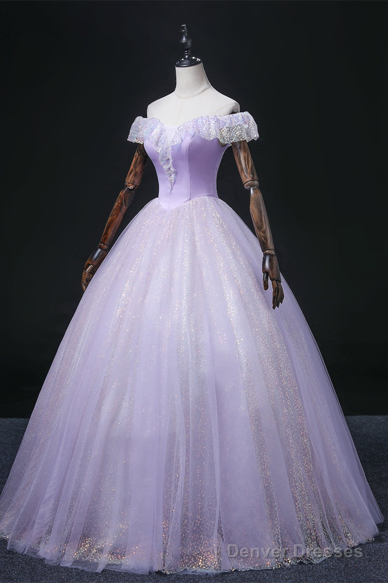 Lavender Tulle Sweetheart Off Shoulder Formal Dress, Long Party Dress Prom Dress Secondary image
