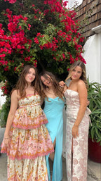 Orange Fashion Sweet Floral Layered Lace Long Prom Dress Evening Gown Garden Party Dress
