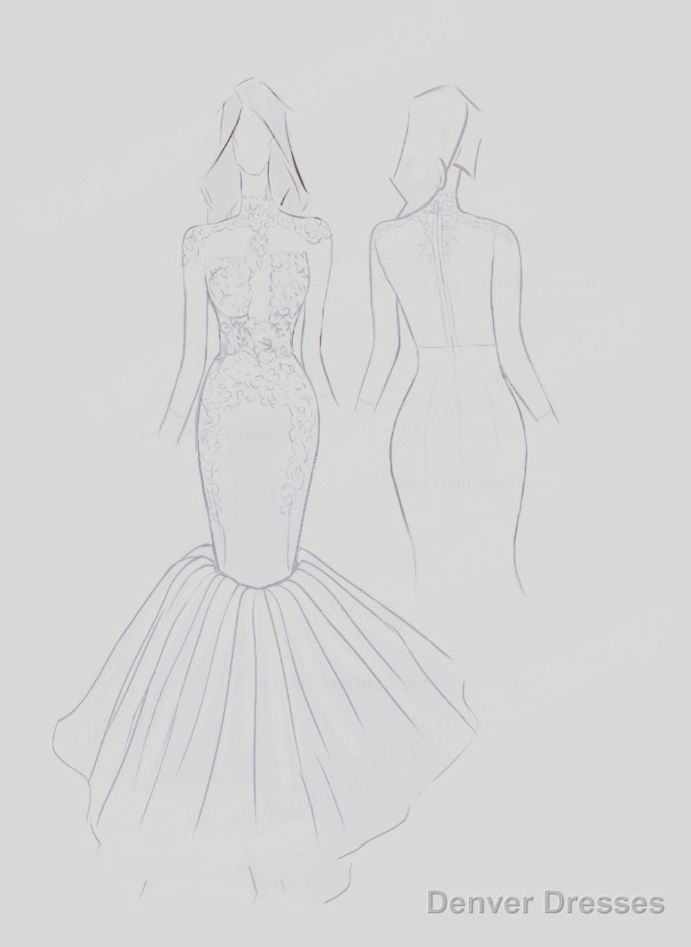 2025 Silver Long Sleeve Mermaid/Trumpet Lace and Tulle Prom Dresses Secondary image