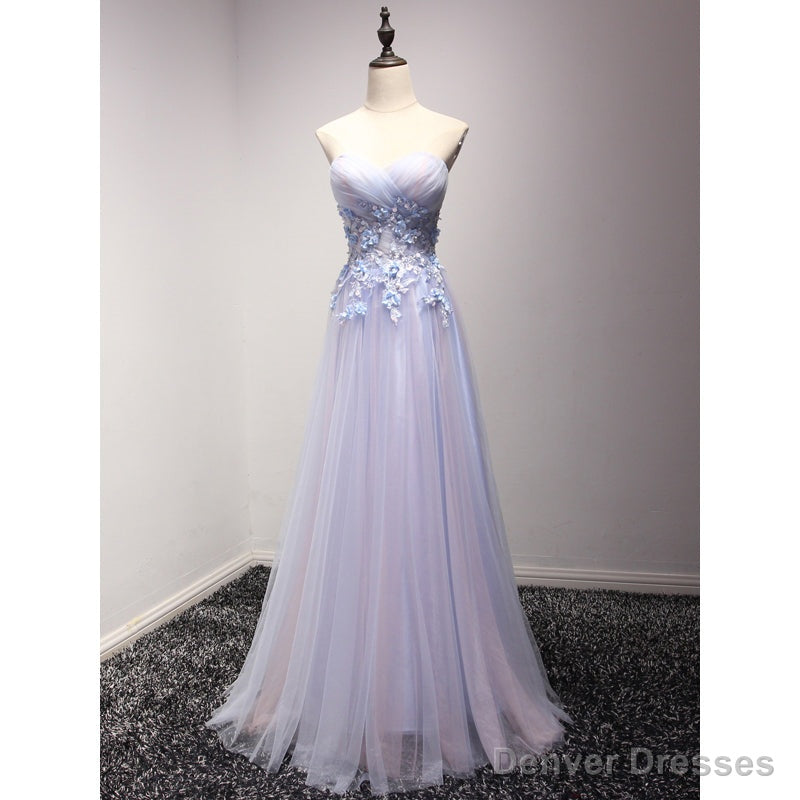 Light Blue and Pink Charming Sweetheart Lace Party Dress , Formal Dress , Formal Gowns
