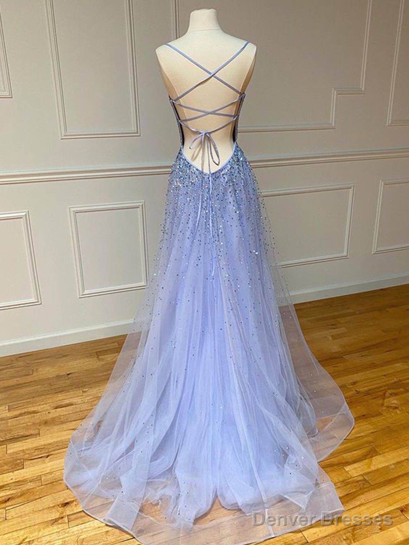 Light Blue Glitter Tulle Long Prom Dress Secondary image