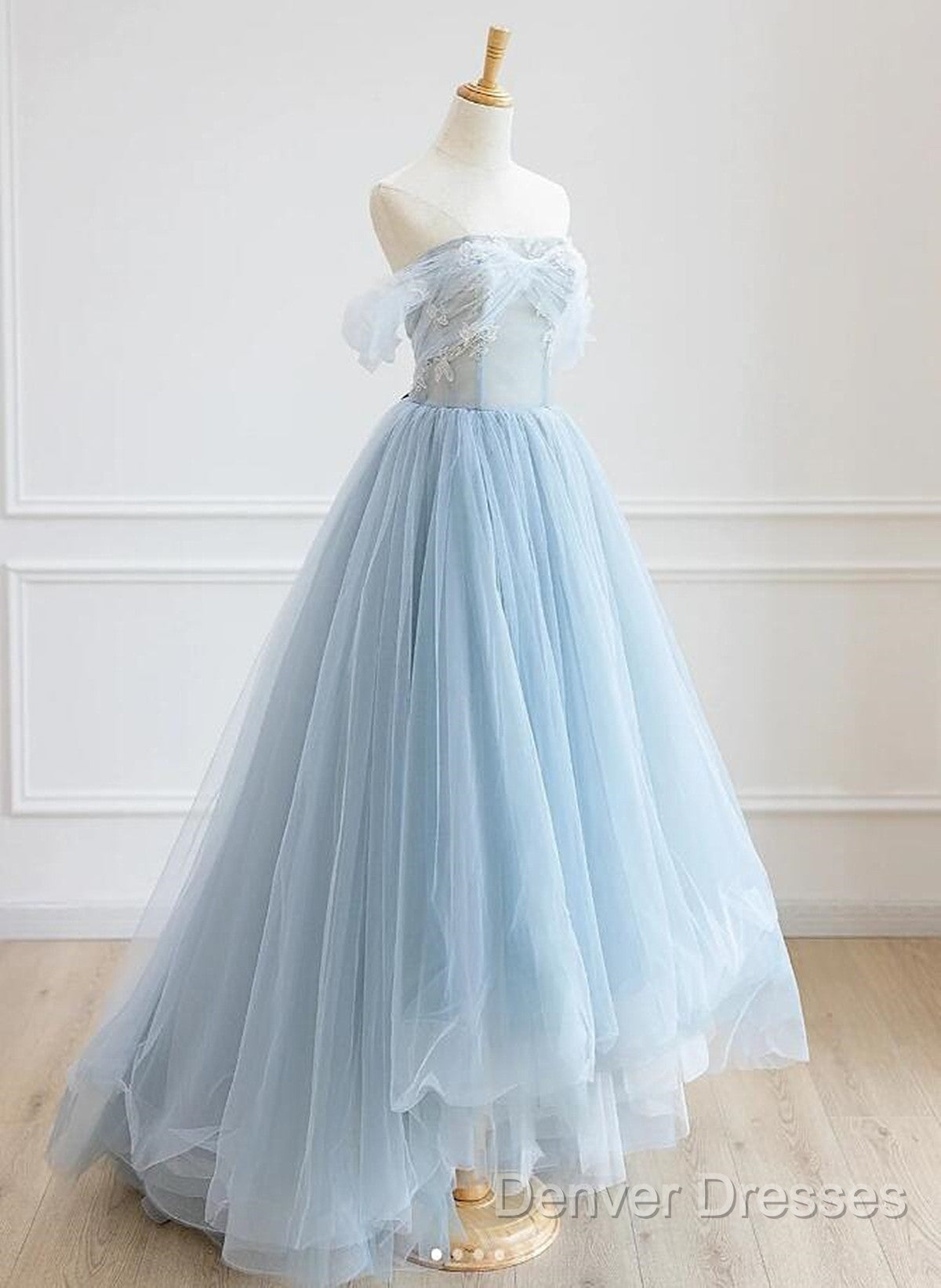 Light Blue High Low Tulle Sweetheart Prom Dress, Light Blue Homecoming Dress Secondary image